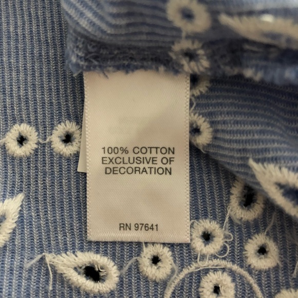 J.Jill Blue Short-Sleeve Top w/ White Pattern, XL - Picture 8 of 8